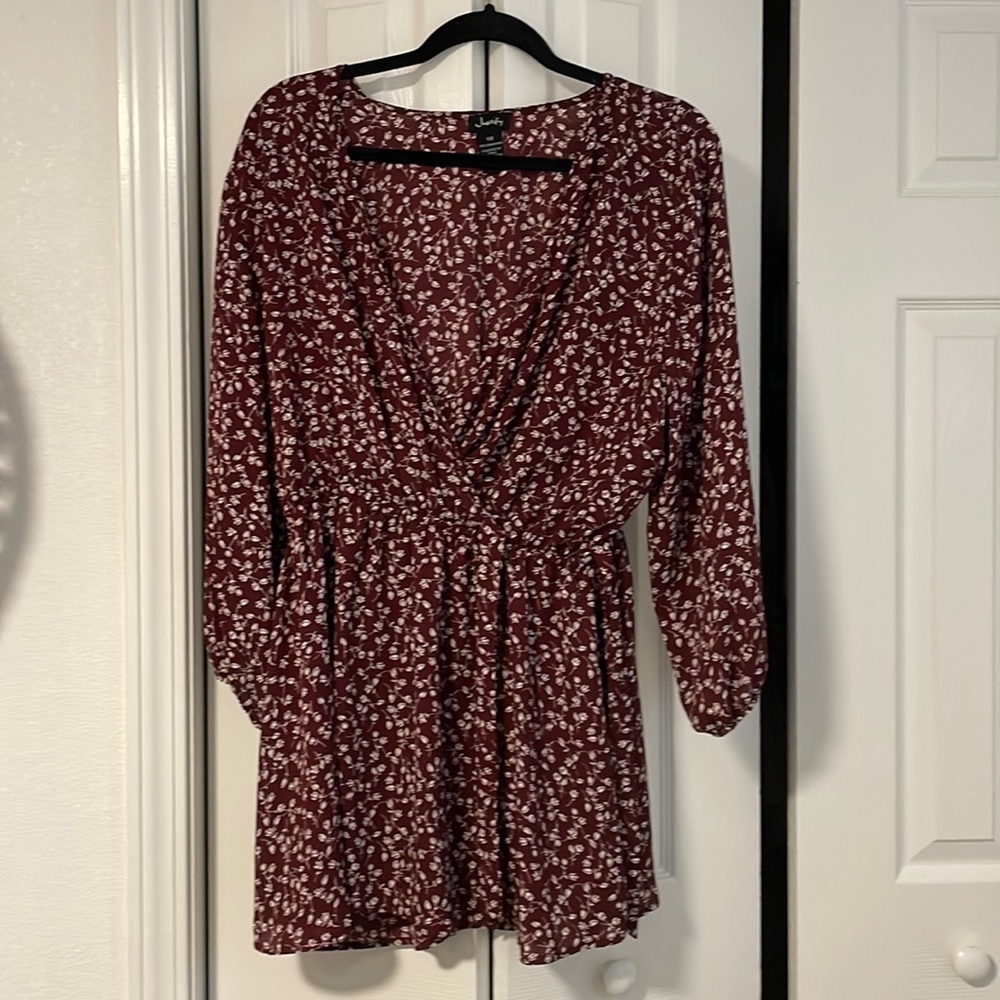 burgundy fall floral top